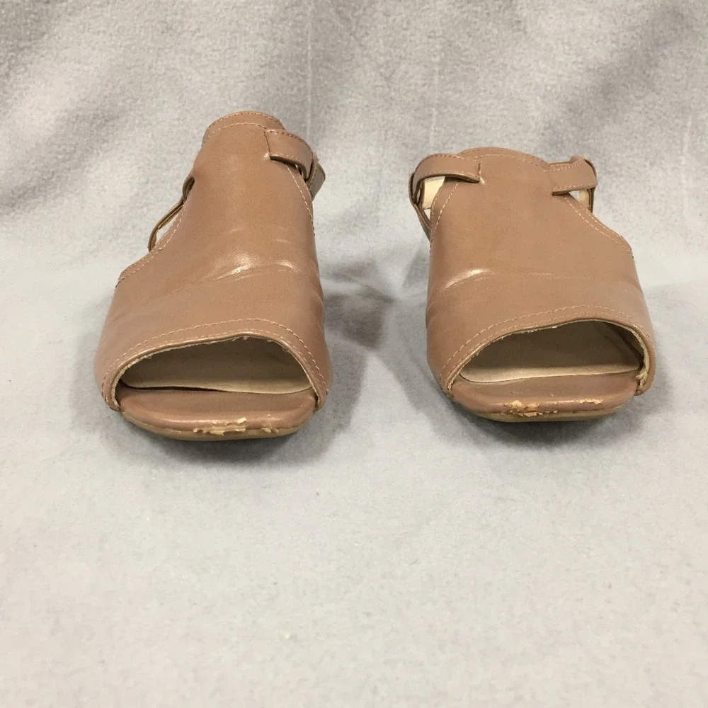 LifeStride Mona Tan Brown Slingback Block Heel Sandals Womens Size 7M Open Toe